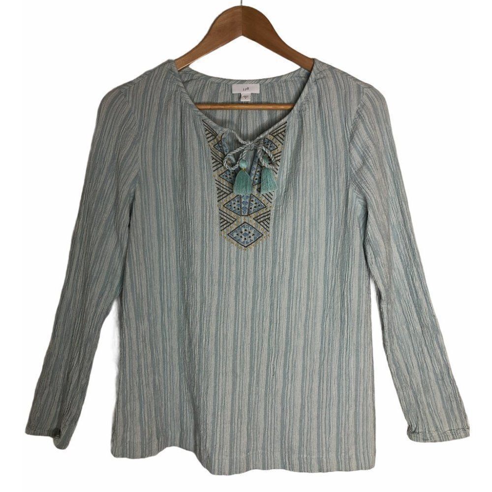J.Jill Embroidered Bodice Tunic with Tassel Ties - Picture 3 of 6